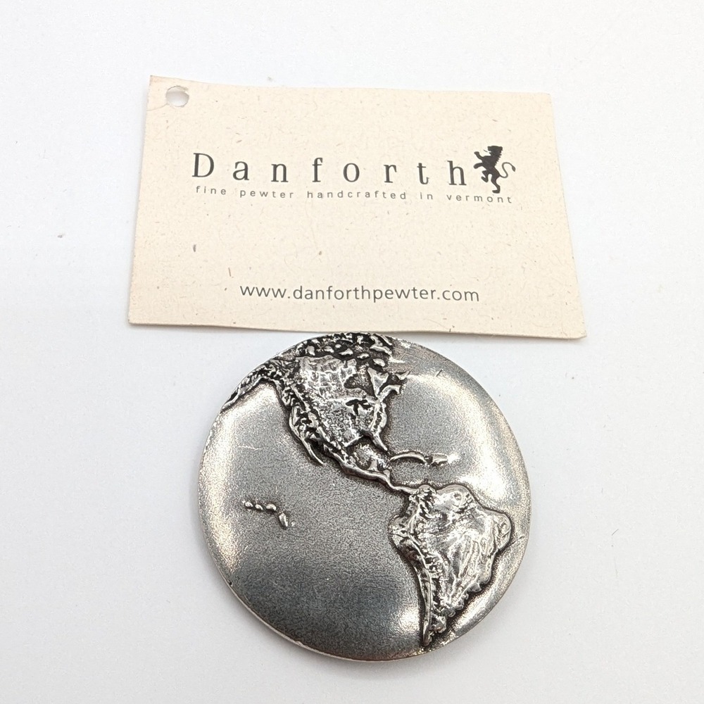 Danforth Pewter Earth Palmstone Handcrafted Vermont Worry Stone 13-0537 Globe